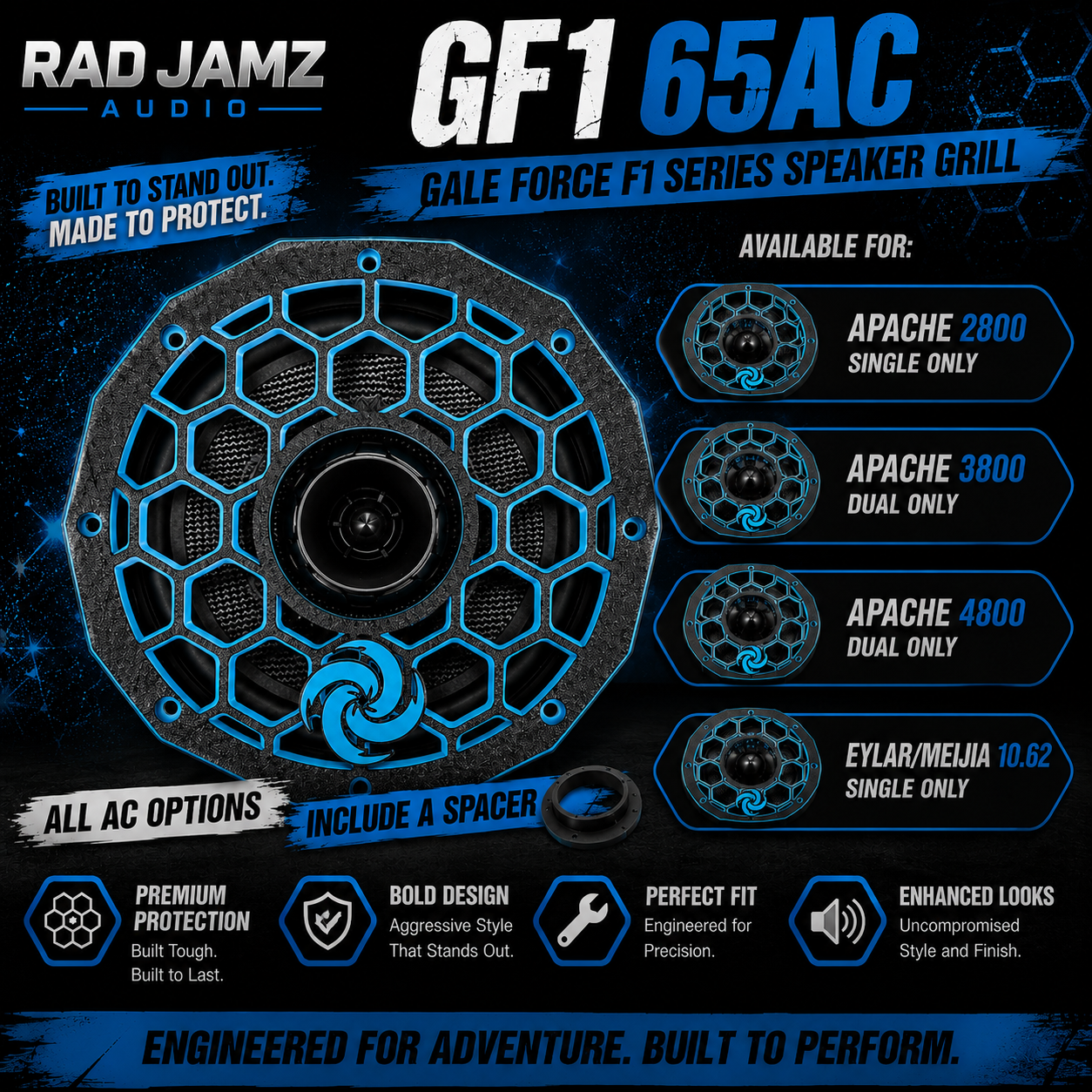 GaleForce F1 6.5" Grill (Apache Cases)