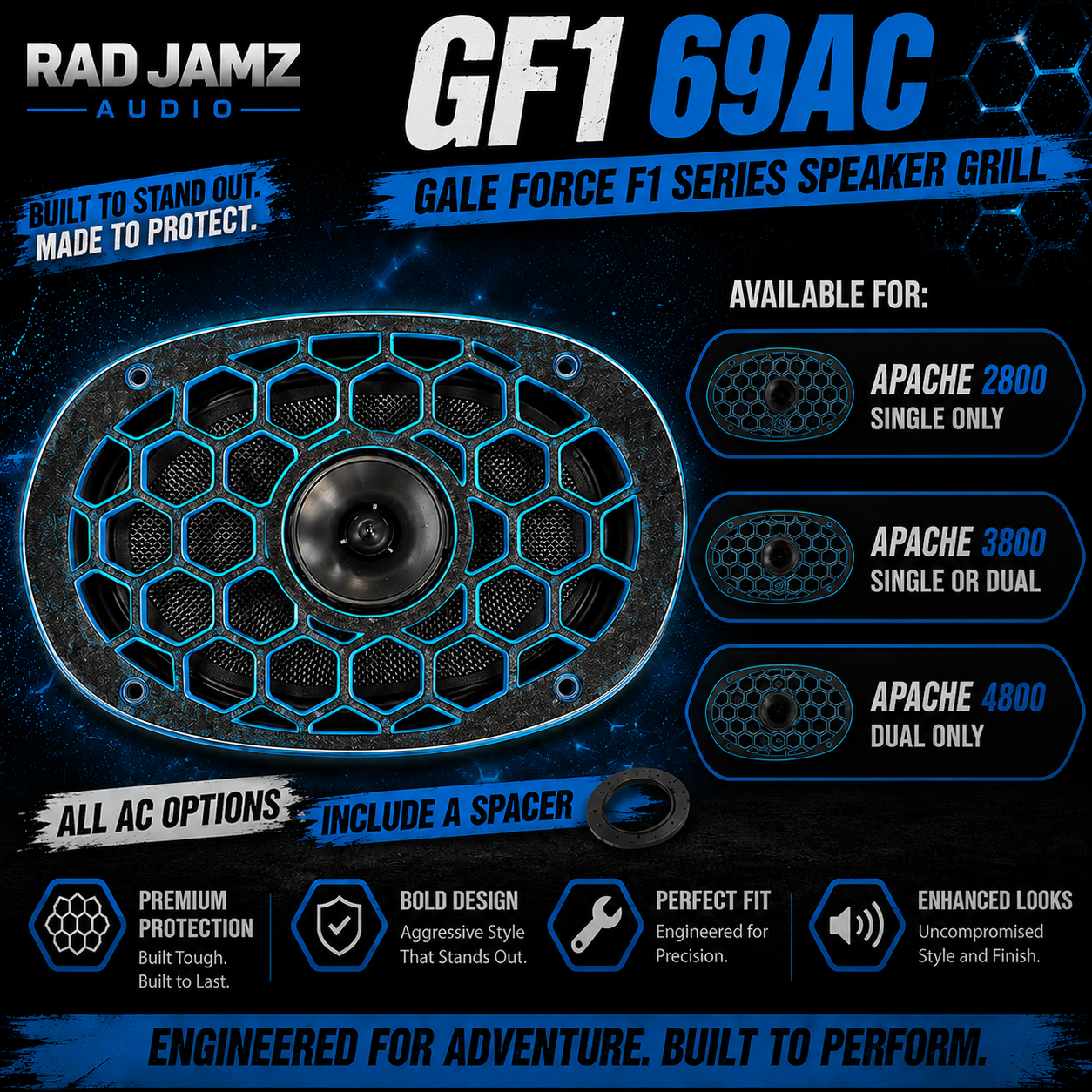 GaleForce F1 6x9 Speaker Grill (Apache Cases)