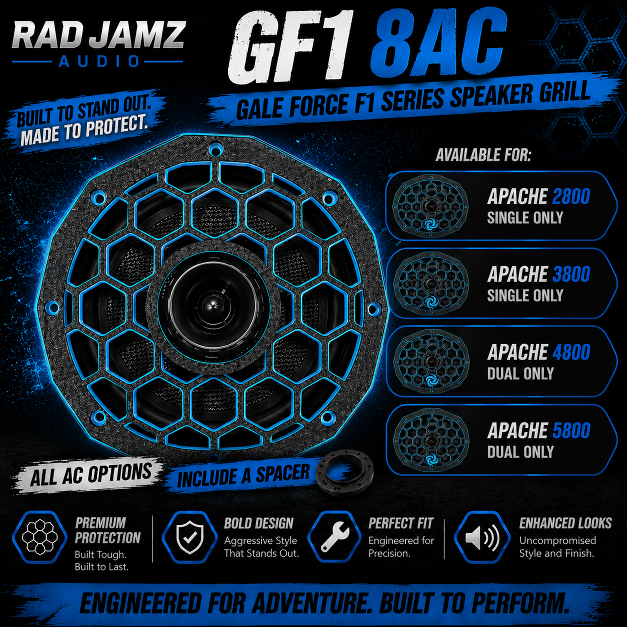 GaleForce F1 8" grill (Apache Cases)